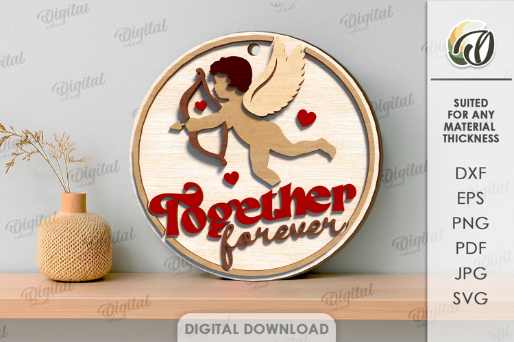 Valentines Day Round Sign Laser Cut. Wall Decor SVG