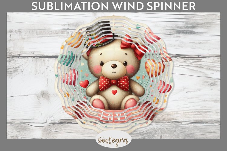 Valentine's Bear v6 Wind Spinner Sublimation example image 1