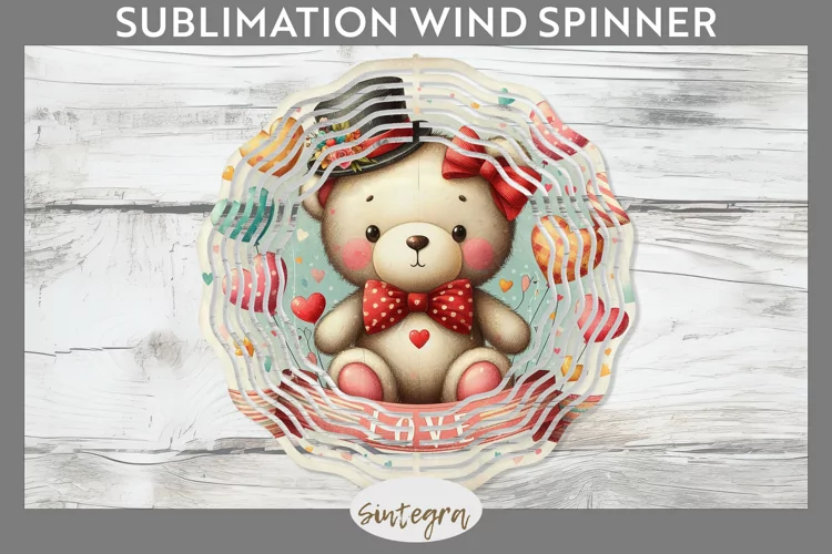 Valentine's Bear v6 Wind Spinner Sublimation