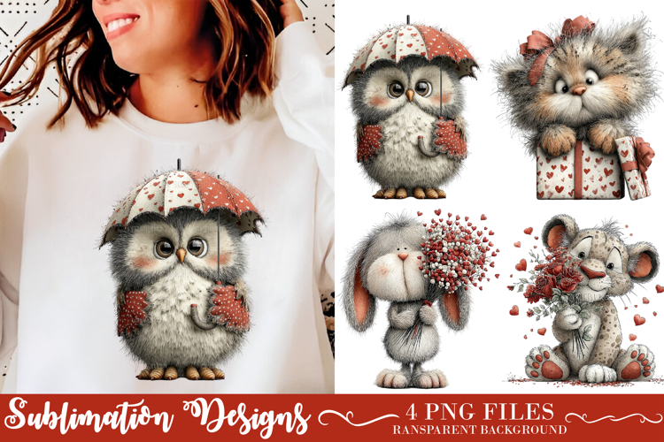 Valentines Day Animals Clipart PNG