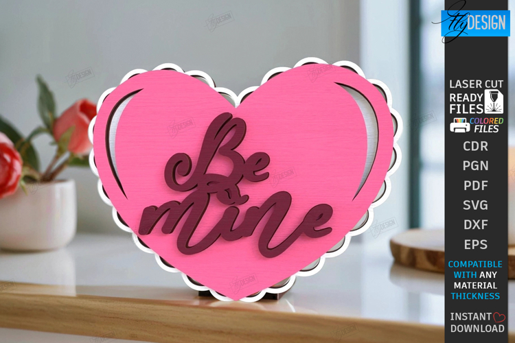 Valentines Day Bench Sign Laser Cut | Desk Mini Element SVG