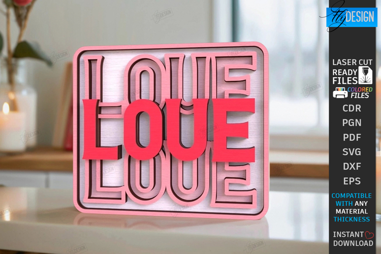 Valentines Day Bench Sign Laser Cut | Desk Mini Element SVG