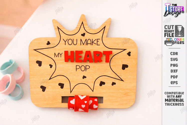 Valentine’s Day Bracelet Card Laser Cut|Slap Bracelet Holder