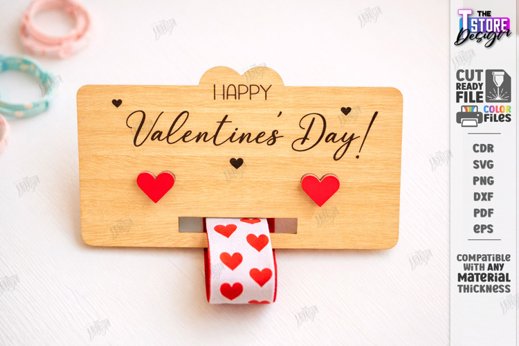 Valentine’s Day Bracelet Card Laser Cut|Slap Bracelet Holder