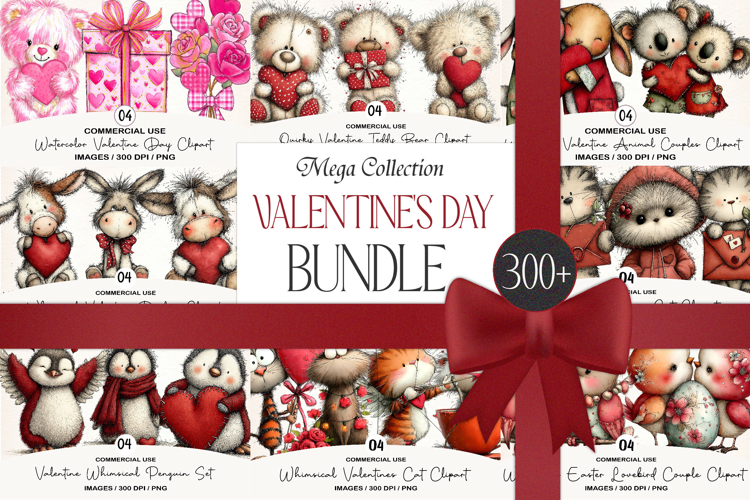 Valentines Day Clipart Bundle, Valentines Sublimation PNG