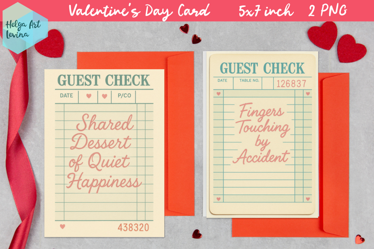Cute Valentines day Card. Guest Check PNG
