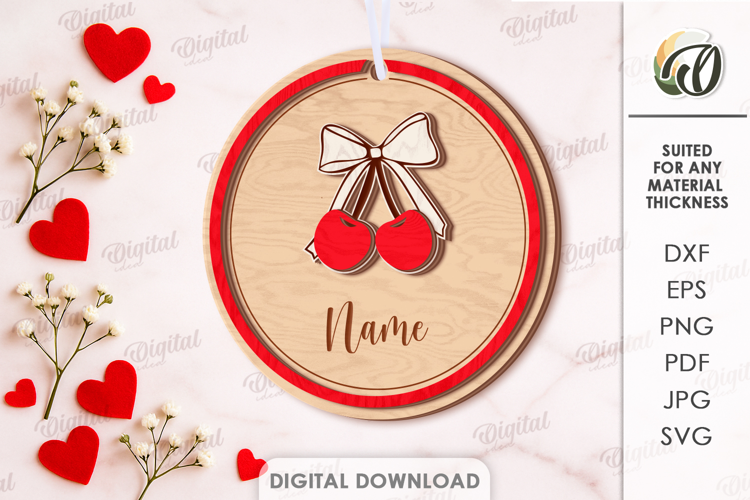 Valentine Coquette Tag Laser Cut. Valentine Gift Tag SVG