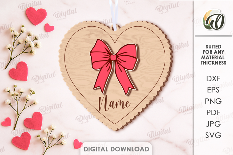Valentine Coquette Tag Laser Cut. Valentine Gift Tag SVG