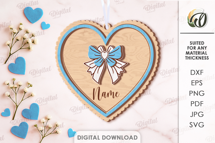 Valentine Coquette Tag Laser Cut. Valentine Gift Tag SVG