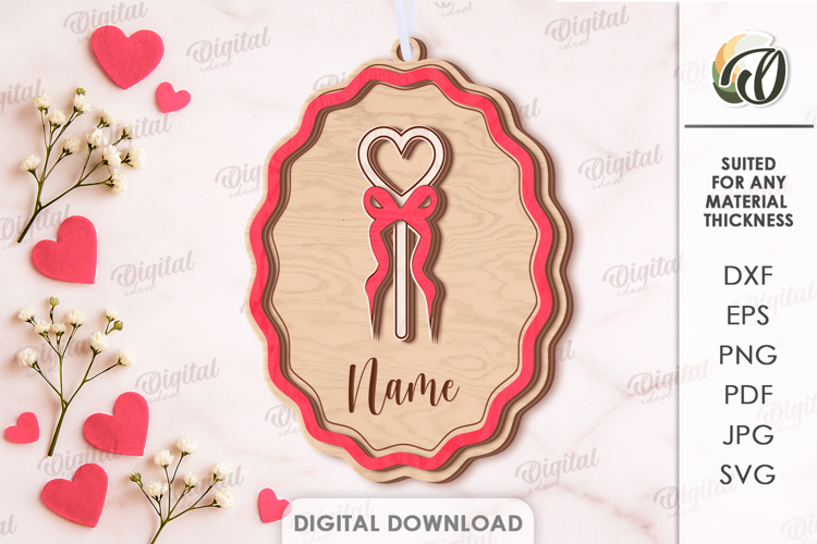 Valentine Coquette Tag Laser Cut. Valentine Gift Tag SVG