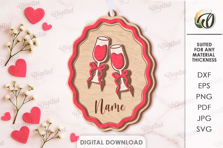 Valentine Coquette Tag Laser Cut. Valentine Gift Tag SVG