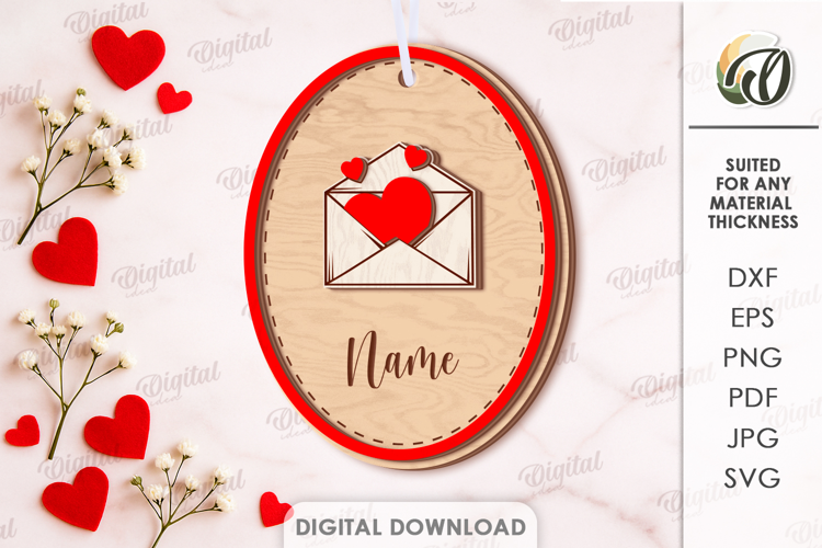 Valentine Coquette Tag Laser Cut. Valentine Gift Tag SVG
