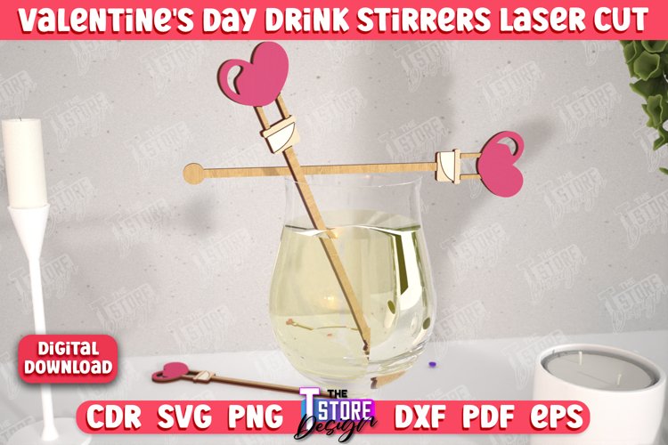 Valentines Drink Stirrer | Drinks Marker | Valentines Sign