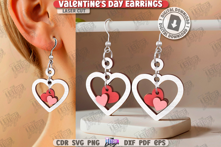Valentines Day Earrings Laser Cut|Jewelry|Pendant Earrings