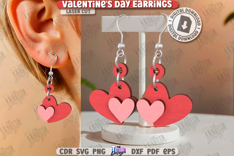 Valentines Day Earrings Laser Cut|Jewelry|Pendant Earrings
