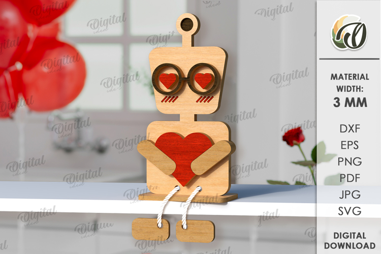 Valentine’s Day Figurine Laser Cut. Stand Decor SVG