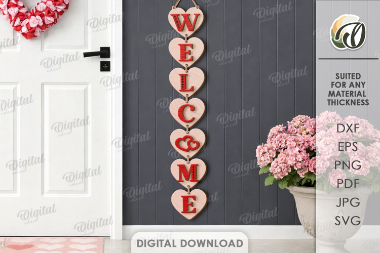 Valentines Day Front Door Sign Laser Cut. Door Sign SVG