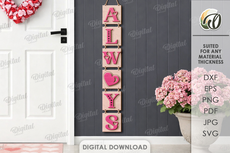 Valentines Day Front Door Sign Laser Cut. Door Sign SVG
