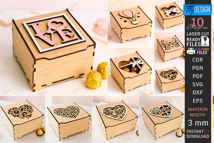 Valentines Day Gift Boxes Laser Cut Bundle|Candy Boxes SVG