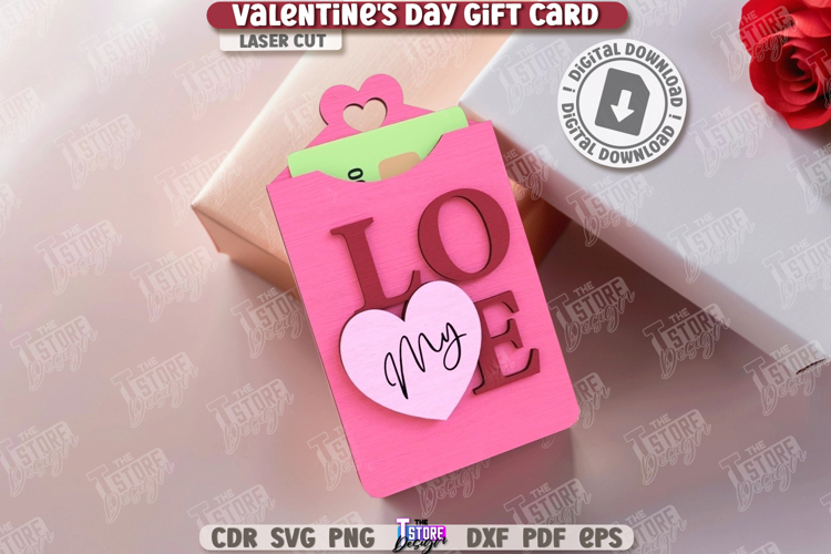 Valentines Day Gift Tag Laser Cut|Gift Card Holder|Love SVG