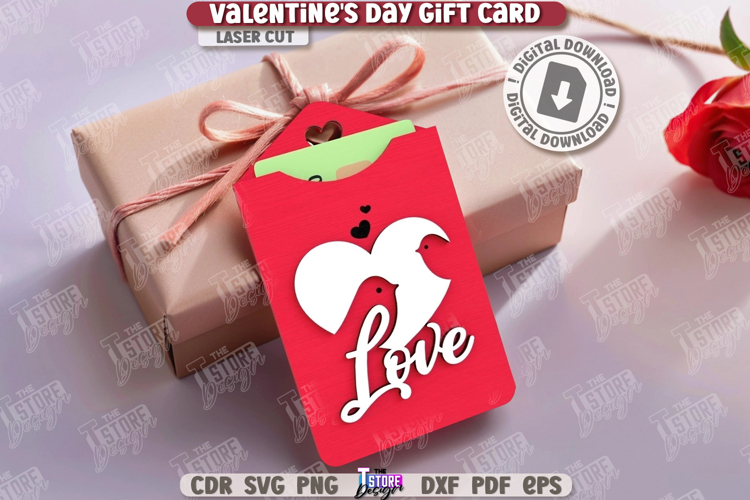 Valentines Day Gift Tag Laser Cut|Gift Card Holder|Love SVG