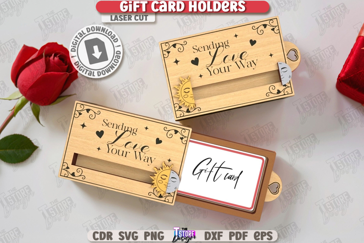 Valentine Gift Card Holder with Sliding Cover Laser Cut