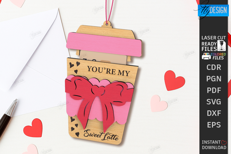 Valentines Day Gift Card Holder Laser Cut|Romantic Gift Tag