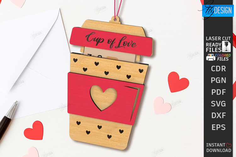 Valentines Day Gift Card Holder Laser Cut|Romantic Gift Tag