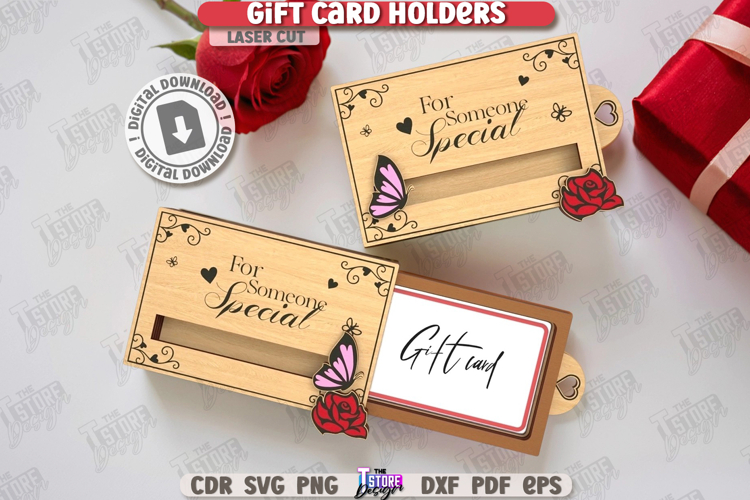 Valentine Gift Card Holder with Sliding Cover Laser Cut