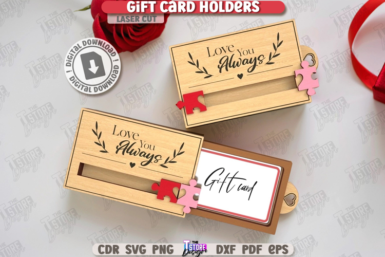 Valentine Gift Card Holder with Sliding Cover Laser Cut