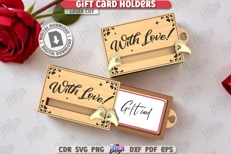 Valentine Gift Card Holder with Sliding Cover Laser Cut