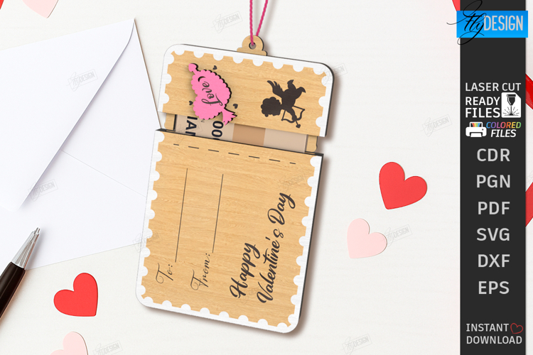 Valentines Day Gift Card Holder Laser Cut|Romantic Gift Tag