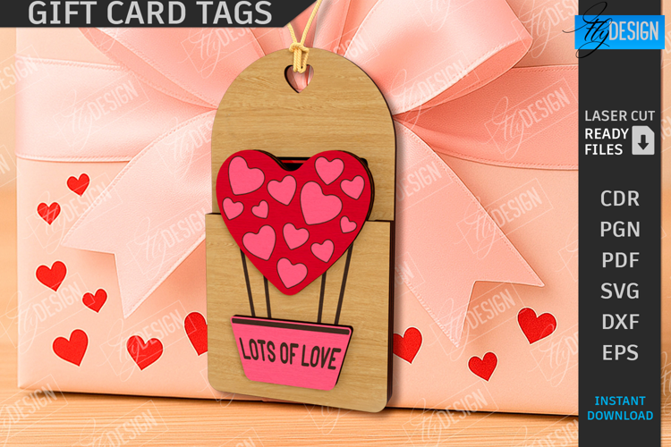 Valentine's Day Gift Card Tag Laser Cut|Hanging Gift Tag SVG