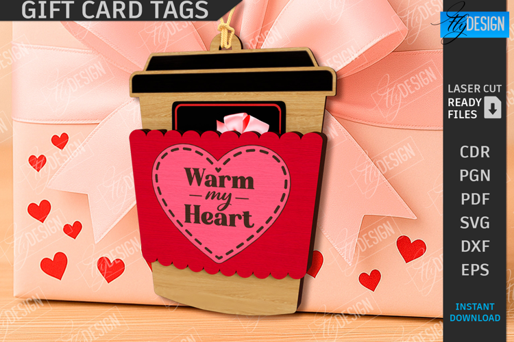Valentine's Day Gift Card Tag Laser Cut|Hanging Gift Tag SVG