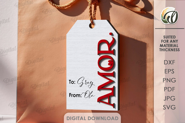 Valentine's Day Gift Tag Laser Cut. Valentine Gift SVG
