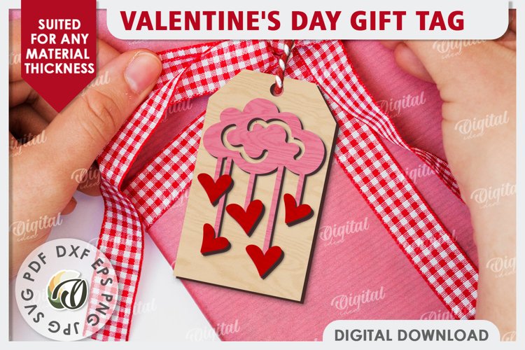 Valentines Day Gift Tag Laser Cut. Valentines Decor SVG