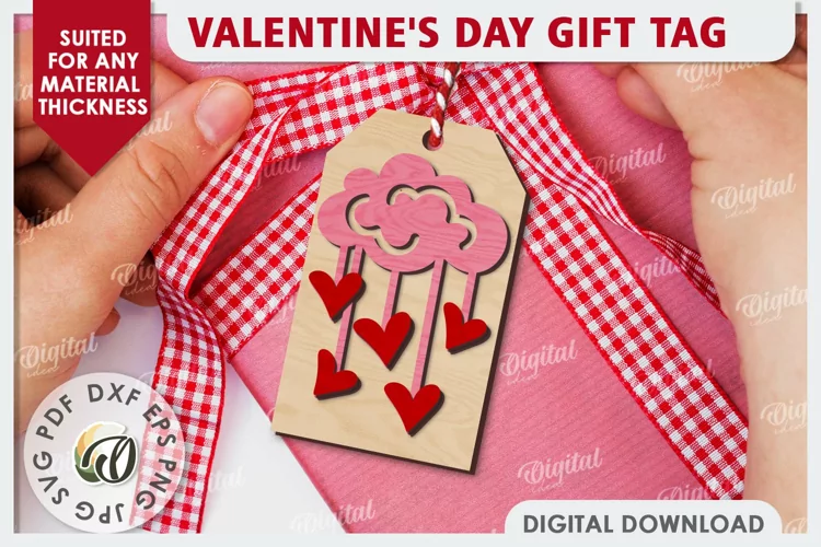 Valentine's Day Gift Tag Laser Cut. Valentine's Decor SVG