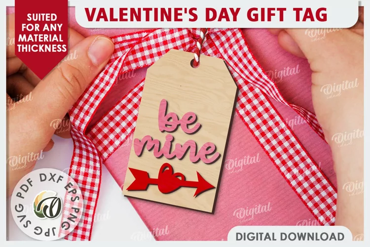 Valentine's Day Gift Tag Laser Cut. Valentine's Decor SVG