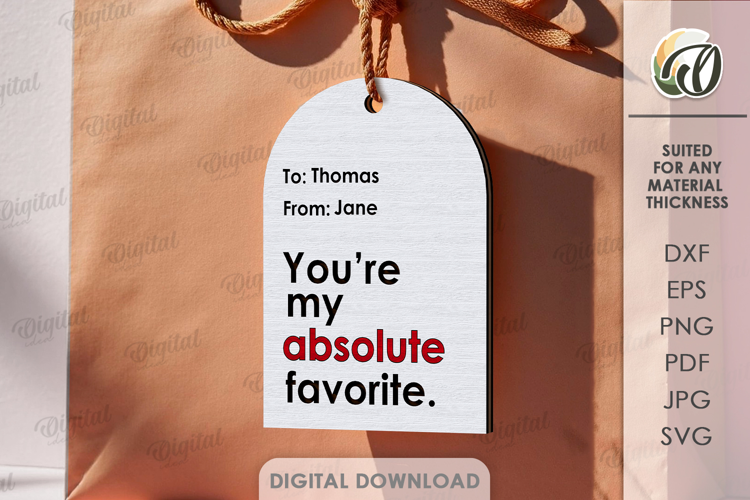 Valentine's Day Gift Tag Laser Cut. Valentine Gift SVG