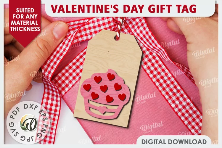 Valentine's Day Gift Tag Laser Cut. Valentine's Decor SVG