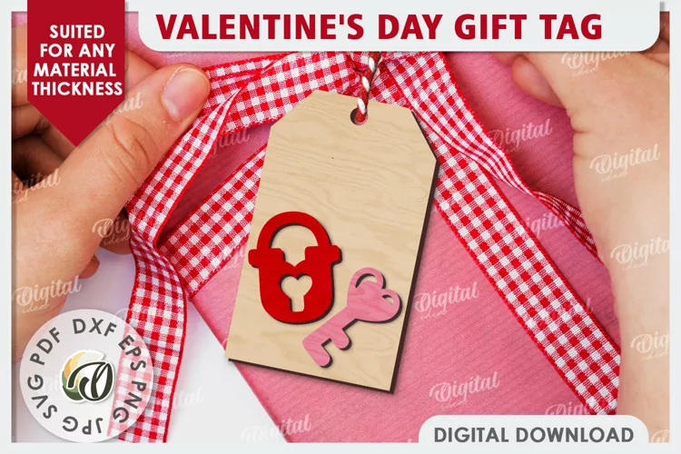 Valentine's Day Gift Tag Laser Cut. Valentine's Decor SVG