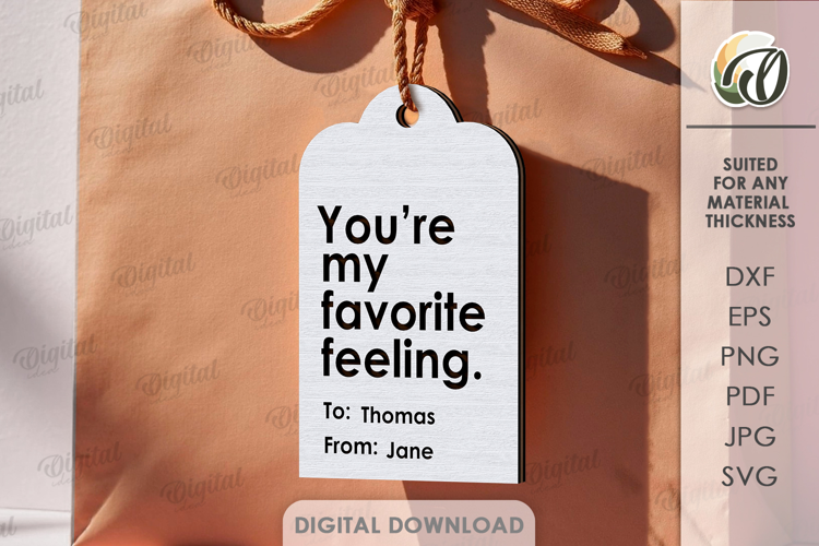 Valentine's Day Gift Tag Laser Cut. Valentine Gift SVG