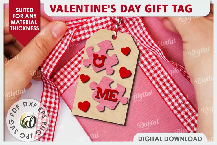 Valentine's Day Gift Tag Laser Cut. Valentine's Decor SVG