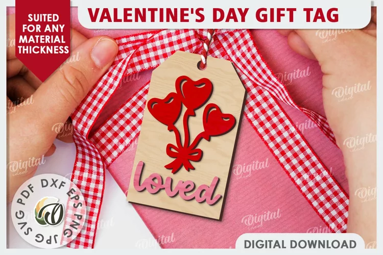 Valentine's Day Gift Tag Laser Cut. Valentine's Decor SVG