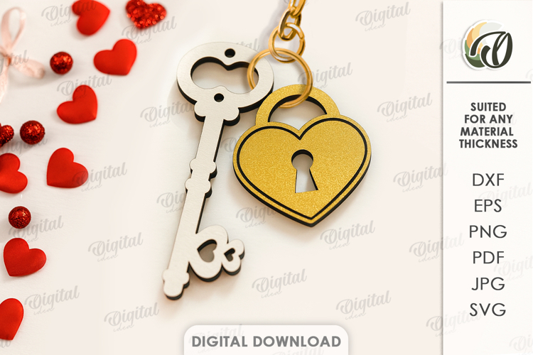 Valentines Day Key Laser Cut. Valentine Gift Tag SVG