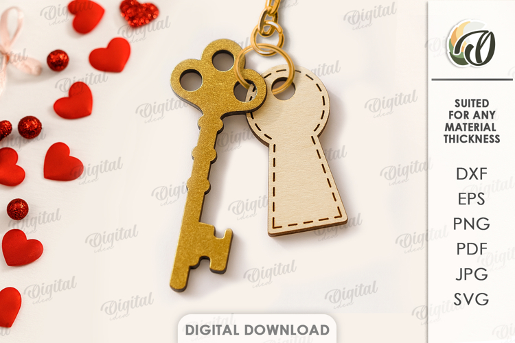 Valentines Day Key Laser Cut. Valentine Gift Tag SVG