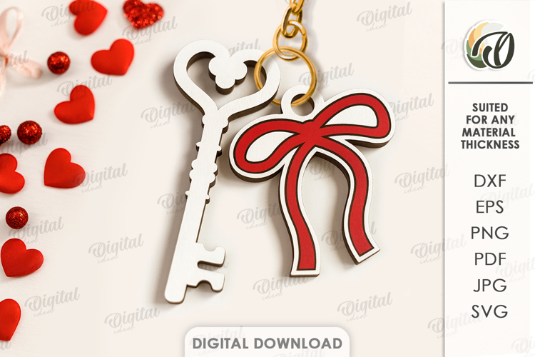 Valentines Day Key Laser Cut. Valentine Gift Tag SVG