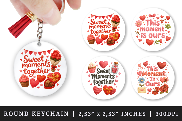 Valentine's Day round keychain pintable sublimation design
