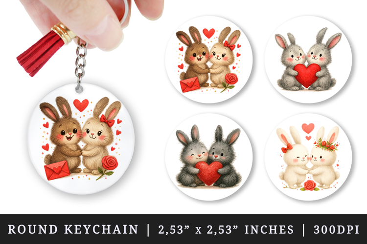 Valentine's Day round keychain pintable sublimation design