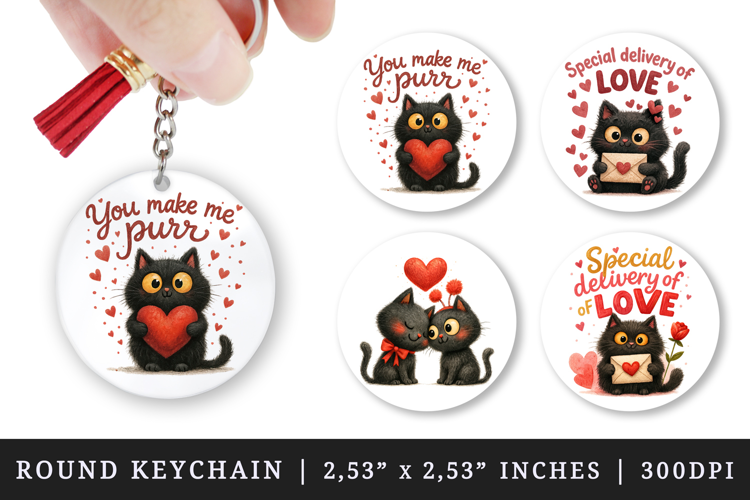 Valentine's Day round keychain pintable sublimation design